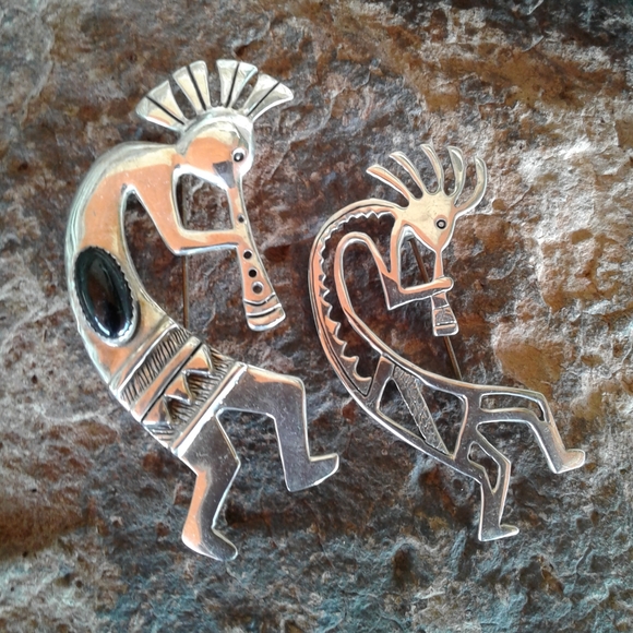 Sterling Silver Set of 2 KOKOPELLI Pins - Picture 8 of 9